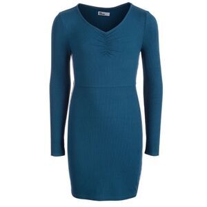 Epic Threads Girls Salem Blue Long Sleeve V-Neck Side Stripe Dress Size XL